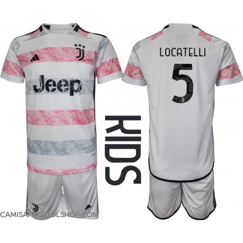 Camisa de time de futebol Juventus Manuel Locatelli #5 Replicas 2º Equipamento Infantil 2023-24 Manga Curta (+ Calças curtas)